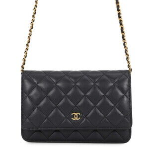 Chanel Chain Wallet Classic Matelassé Coco Mark Lambskin AP0250 CHANEL Black ...